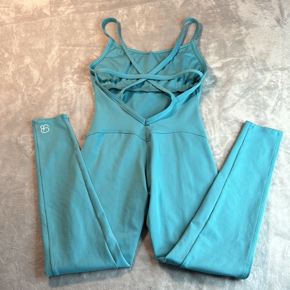 Bombshell Sportswear Sculpted Bodysuit Jumpsuit Turquoise Size Medium - Picture 7 of 11